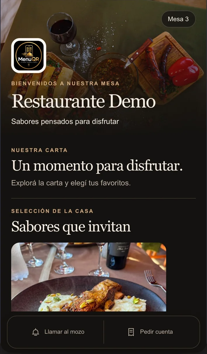 Menú digital real que consulta el cliente desde su celular
